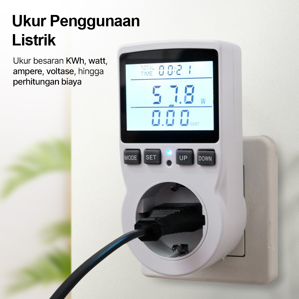 CMS Stop Kontak Watt Meter Overload Cost Alarm Digital Display - PM04-B