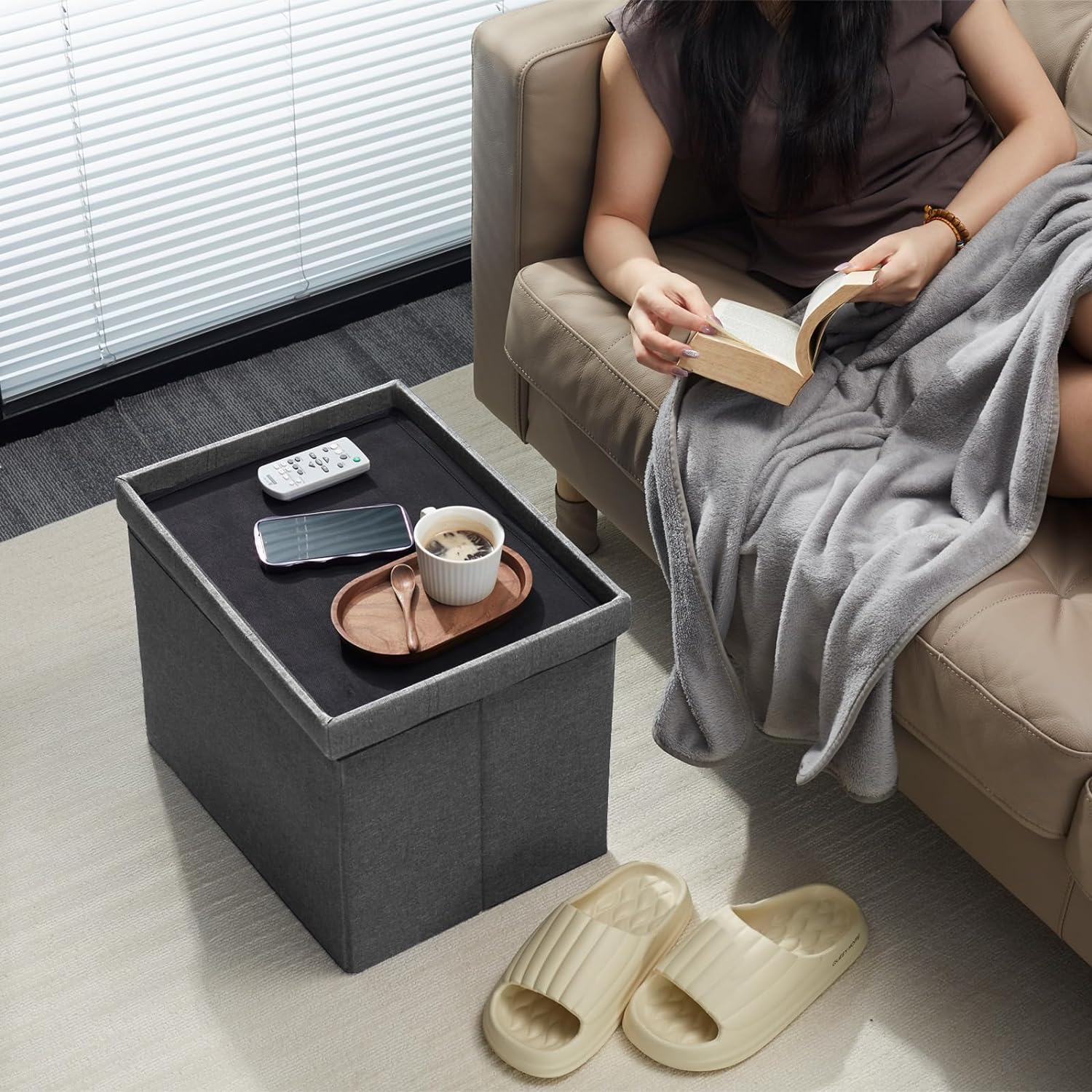 Braun Sofa Kotak Penyimpanan Barang Foldable Storage Linen - BR149