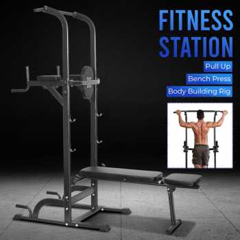 TaffSPORT Fitness Station Pull Up Bench Press Body Building Home Gym - ZE-210