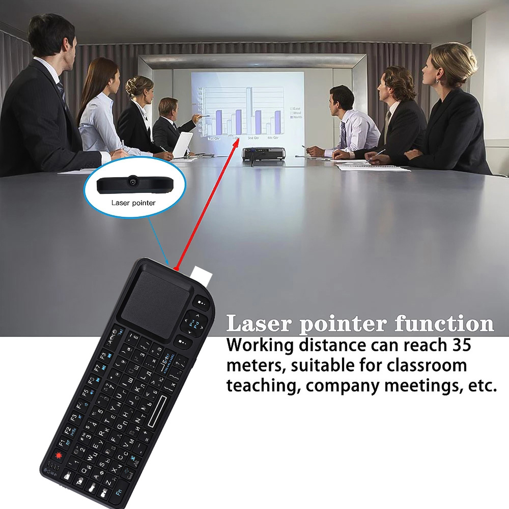 HotLouse Keyboard Wireless 2.4GHz Bluetooth Touchpad and Laser Pointer - RT-MWK02