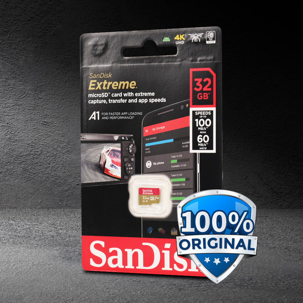 Kartu Memori CCTV MP3 Penyimpanan Extreme MicroSDHC UHS-I Class 30 A1 100MB/s - SDSQXAF-GN6MN