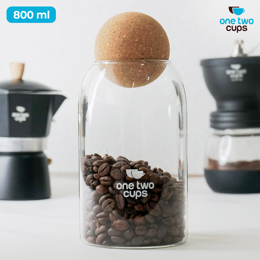 One Two Cups Toples Kaca Penyimpanan Makanan Cork Seal Storage Jar - E1