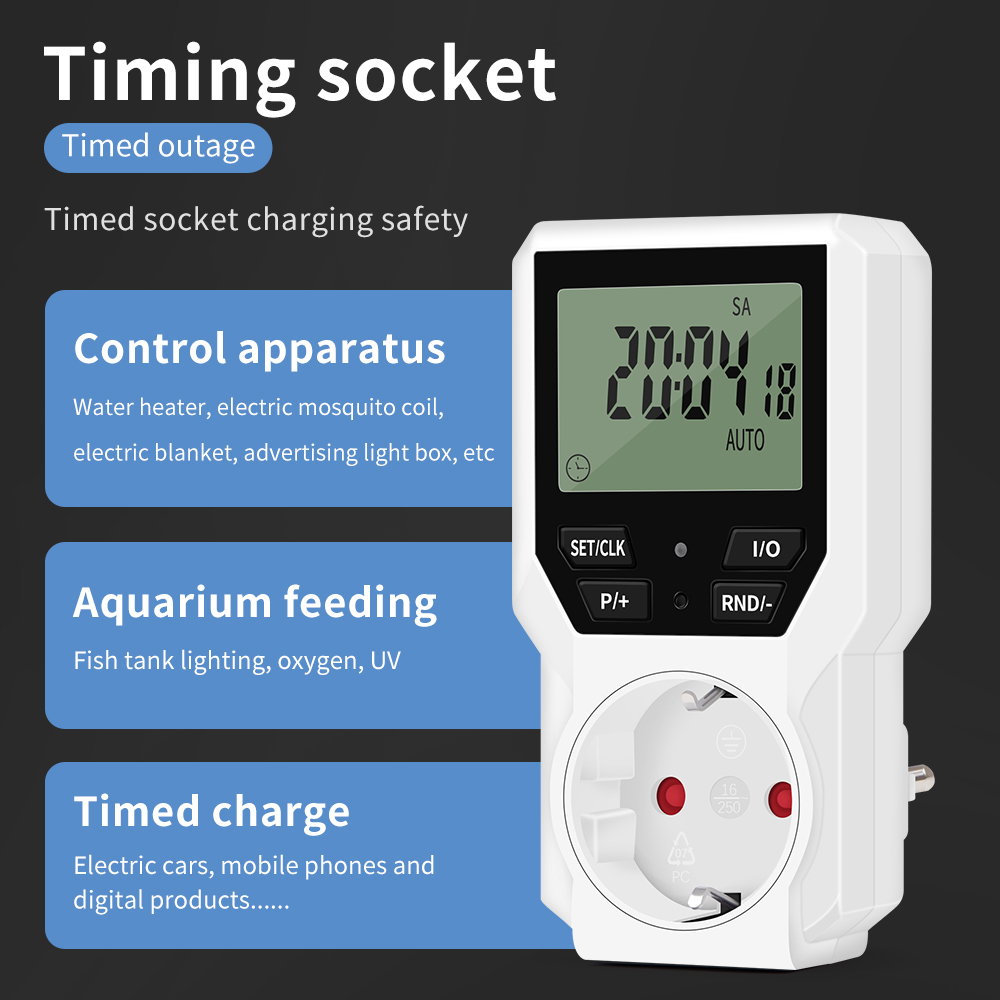 JUANJUAN Stop Kontak Timer Programmable LCD EU Socket 16A 230V - TM07