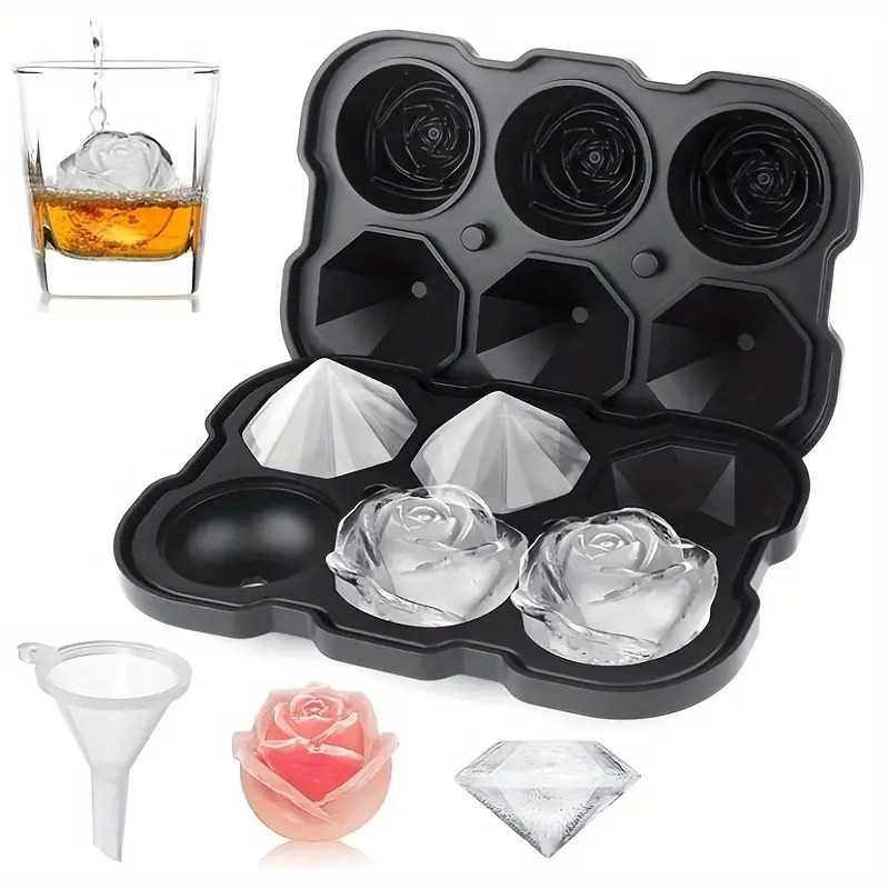 ZACHDEE Cetakan Es Batu Silikon Diamond Rose 6 Grid Ice Cube Mold - ZD6