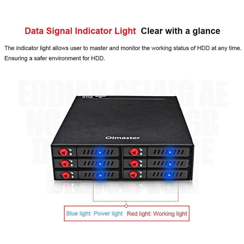 Olmaster External SSD HDD Enclosure Rack 2.5 Inch SATA 6 Bay 6TB - MR-6601