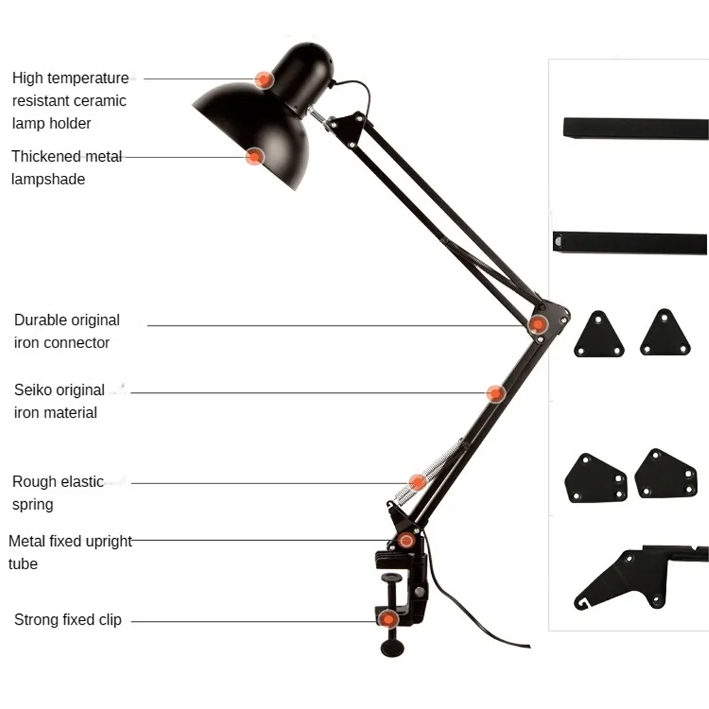 GOTP Holder Lampu Meja Belajar LED Bracket Adjustable Clamp E27 260V - GOT-27