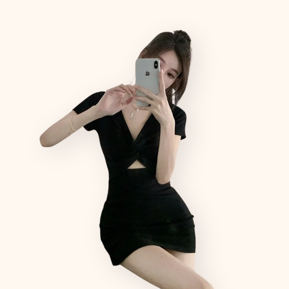 Mini Dress sexy lengan pendek Gaya Korea terbaru - Jfashion Bethari