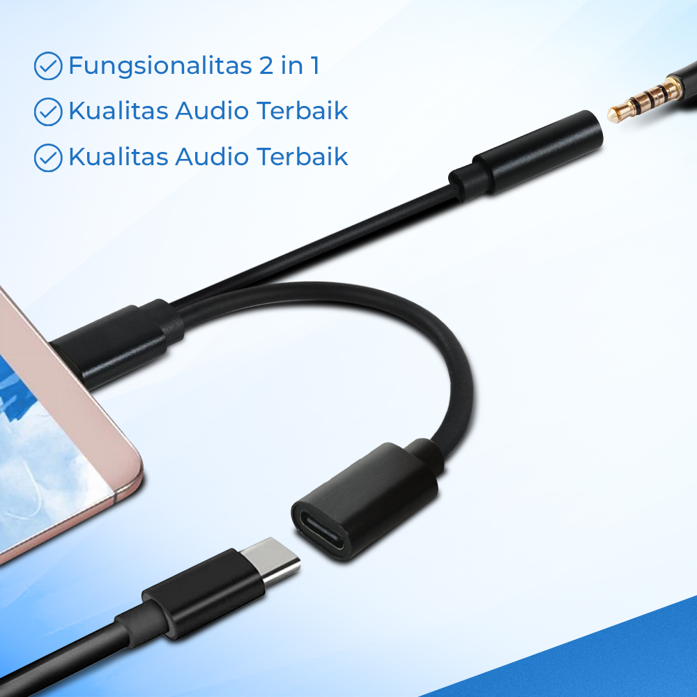 ROBOTSKY Adaptor 2in1 USB Type C to AUX 3.5mm Headphone and USB Type C - S-K06