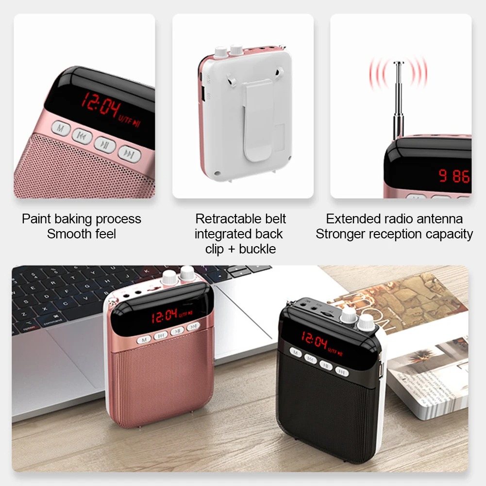 TaffSTUDIO Speaker Pinggang Microphone Bluetooth LED Amplifier Wired - S26