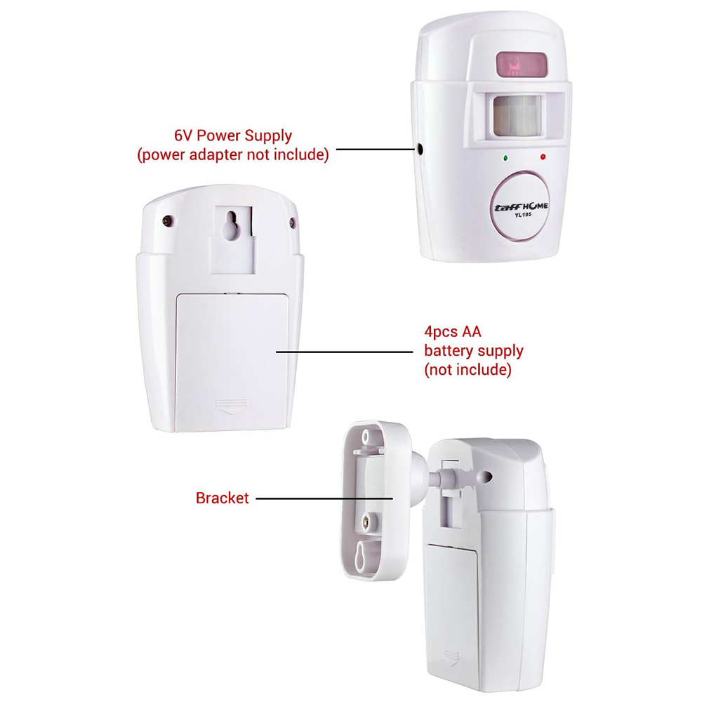 TaffHOME Alarm Anti Maling Sensor Gerak Infrared PIR 105dB 2 Remot - YL105