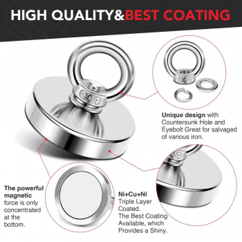 Taffware Magnet Gantungan Round Hook Strong Neodymium N35 330kg 90mm - J90