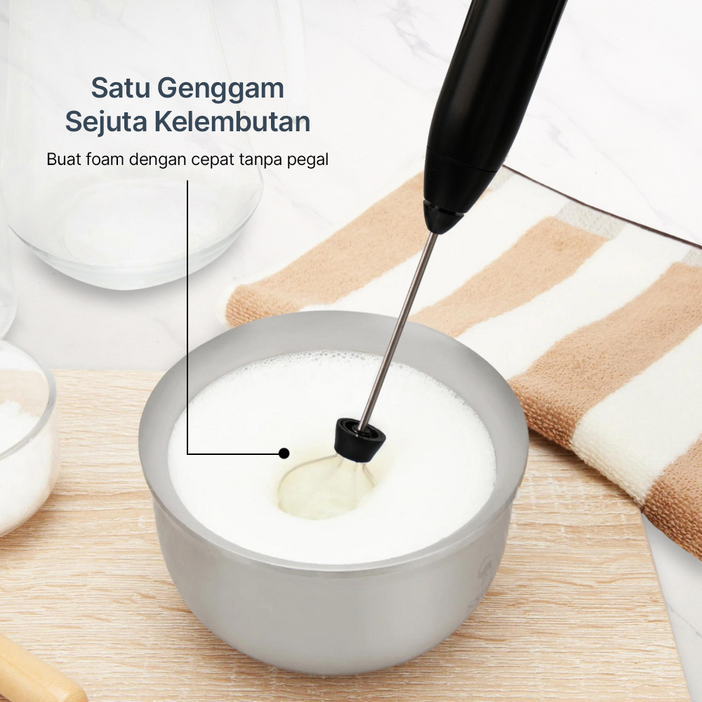 TaffHOME Hand Mixer Mini 2in1 Pengocok Telur Milk Frother USB Charge - HMW1