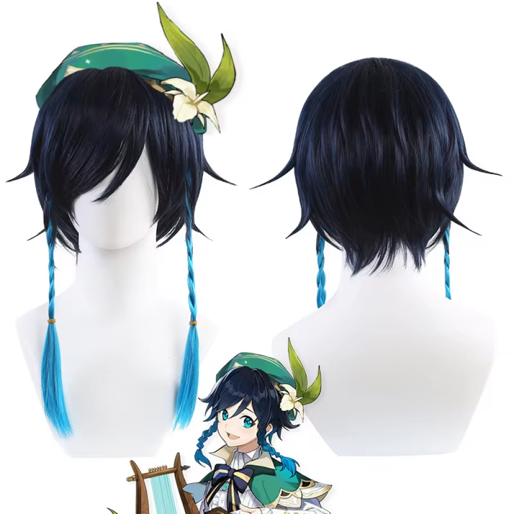 YiChun Wig Rambut Palsu Genshin Impact Venti Cosplay 40cm - FS160
