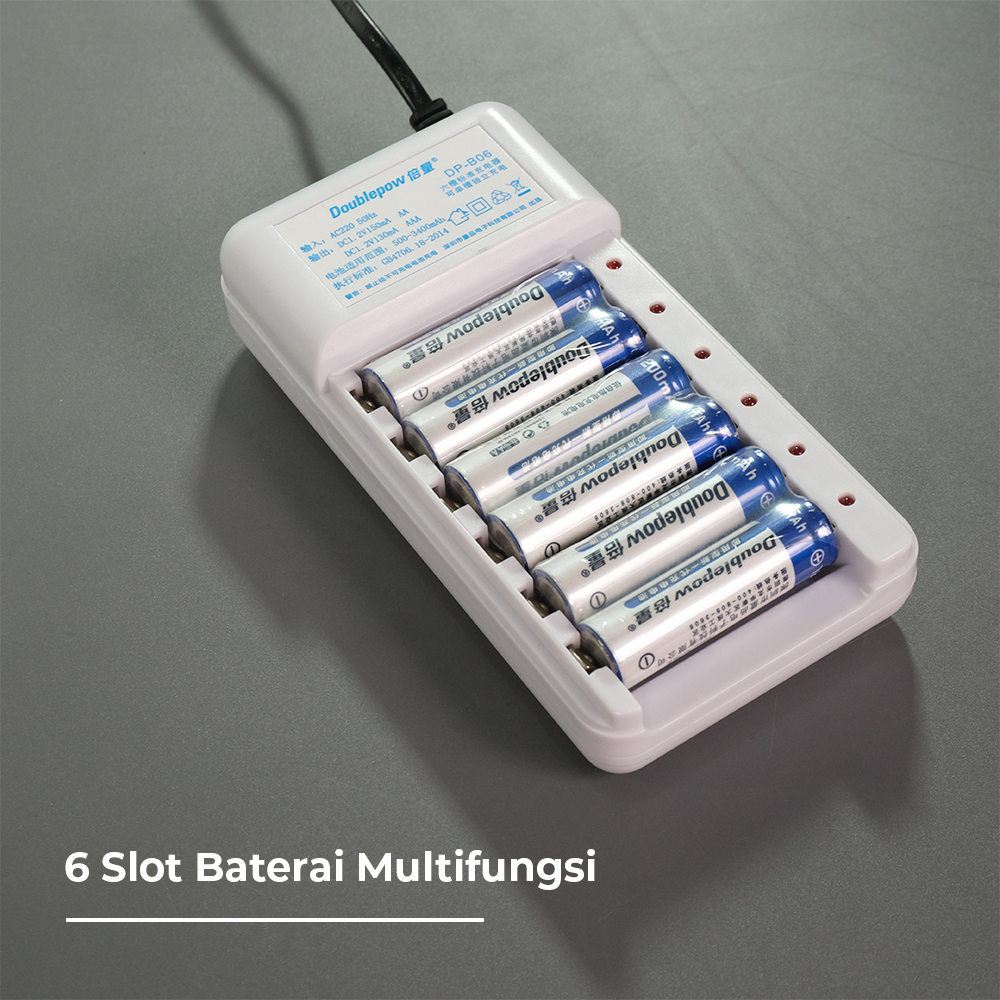 Doublepow Charger Baterai Rechargeable 6 Slot AA AAA with AA 6 PCS - DP-B06