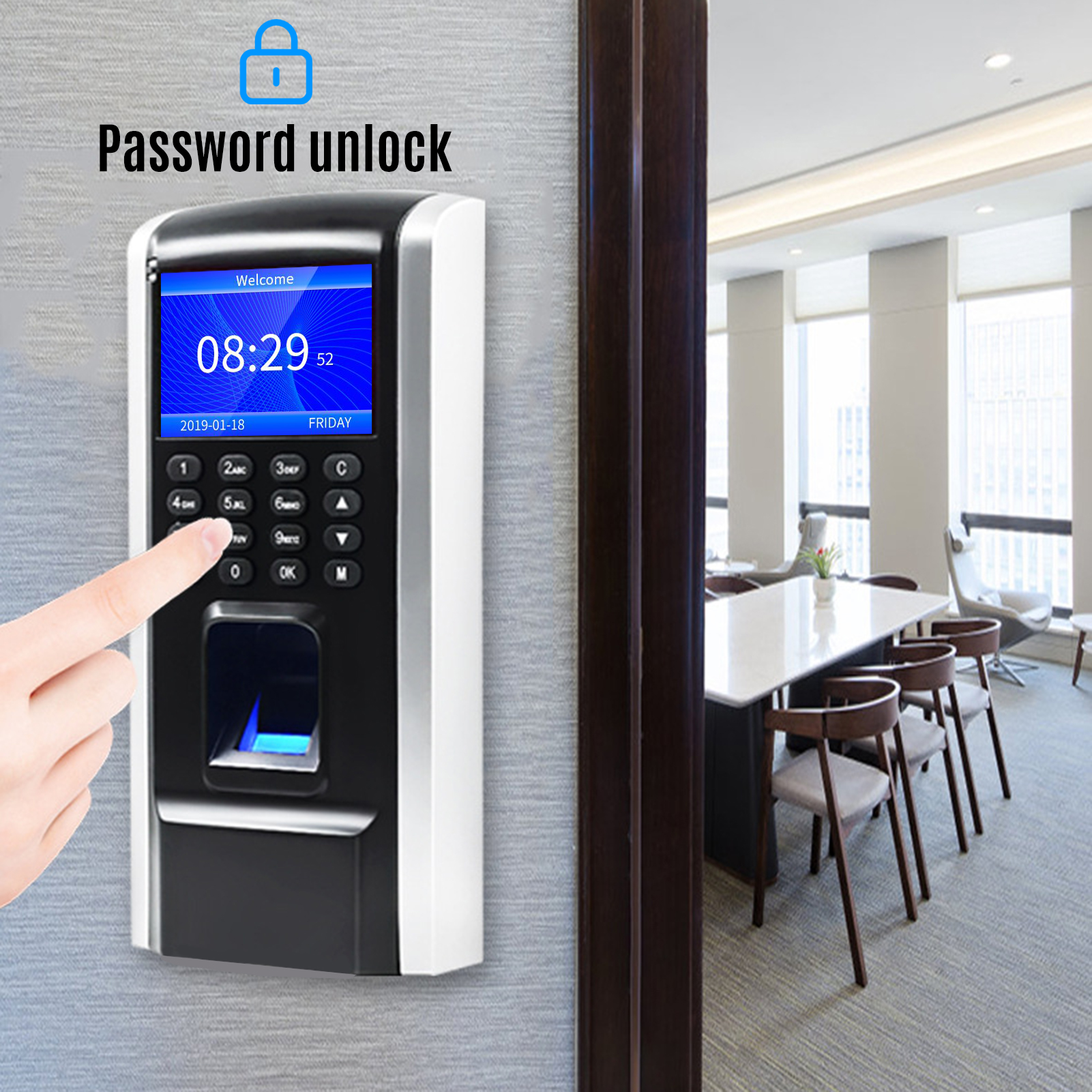 Aibexy Mesin Absen Sidik Jari Attendance Fingerprint ID Card - M12