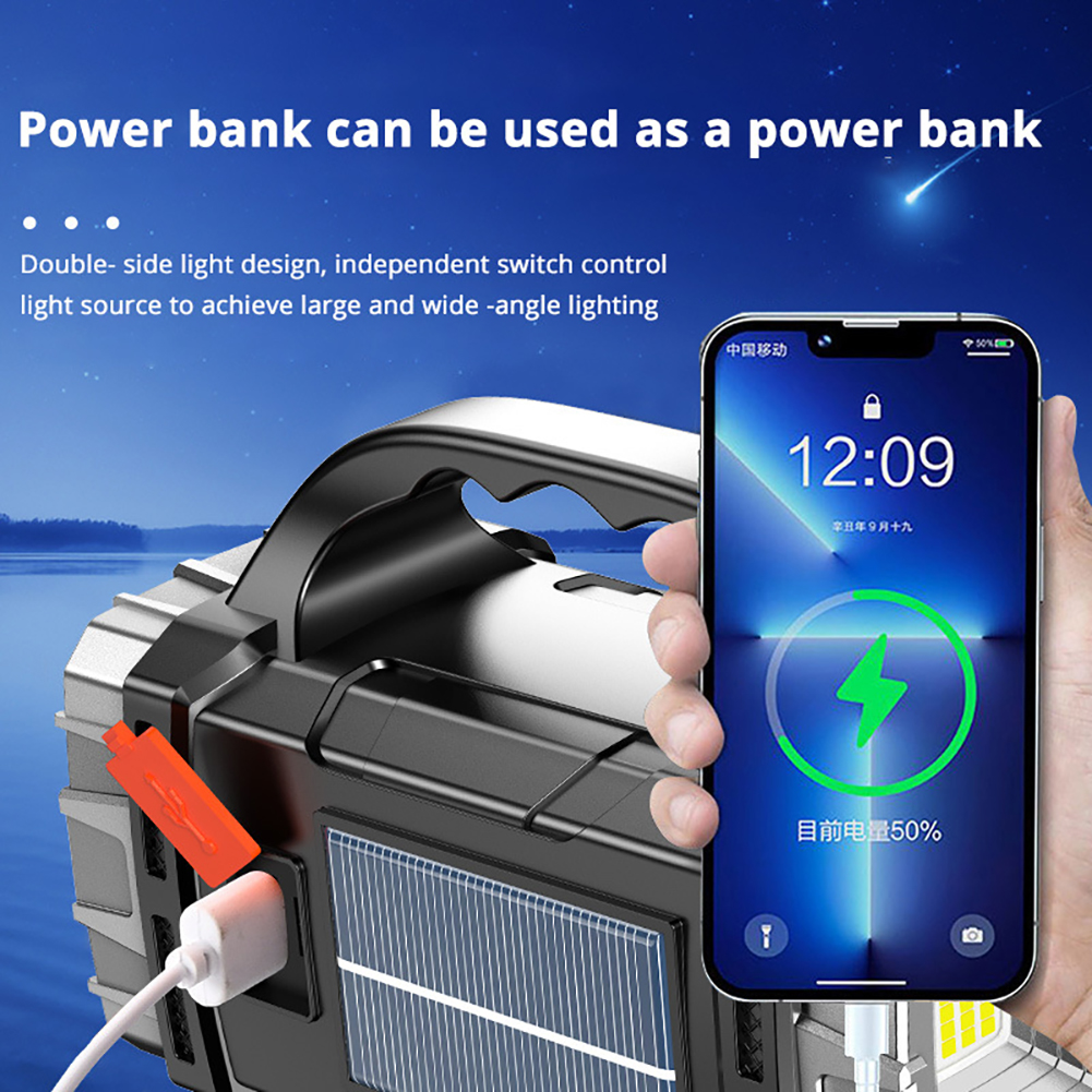 Rozoa Senter LED Camping Lamp Solar Power Bank Rechargeable - JY-2289