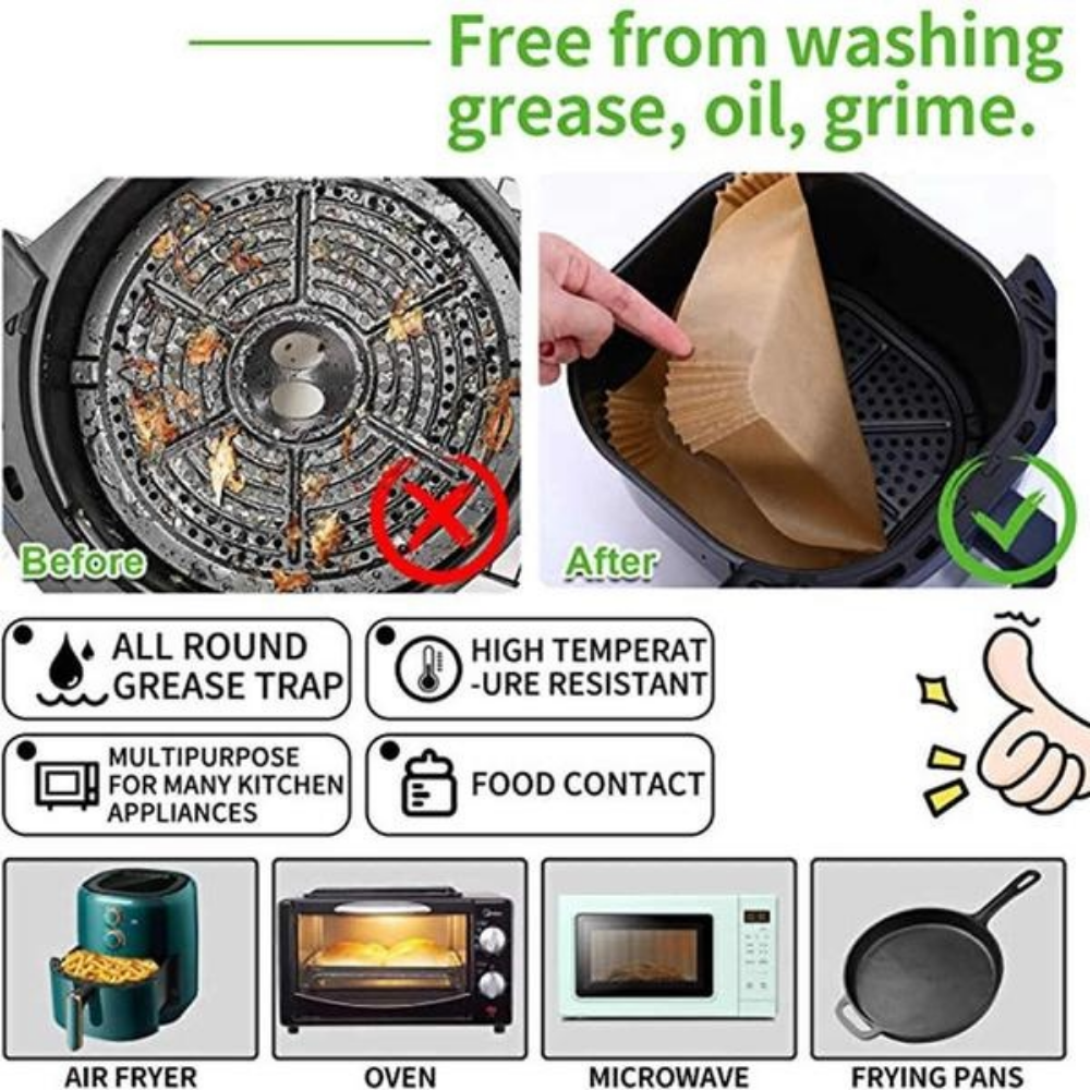 One Two Cups Kertas Alas Air Fryer Paper Liner Non Stick 50 PCS - MJ5 - Gambar 4