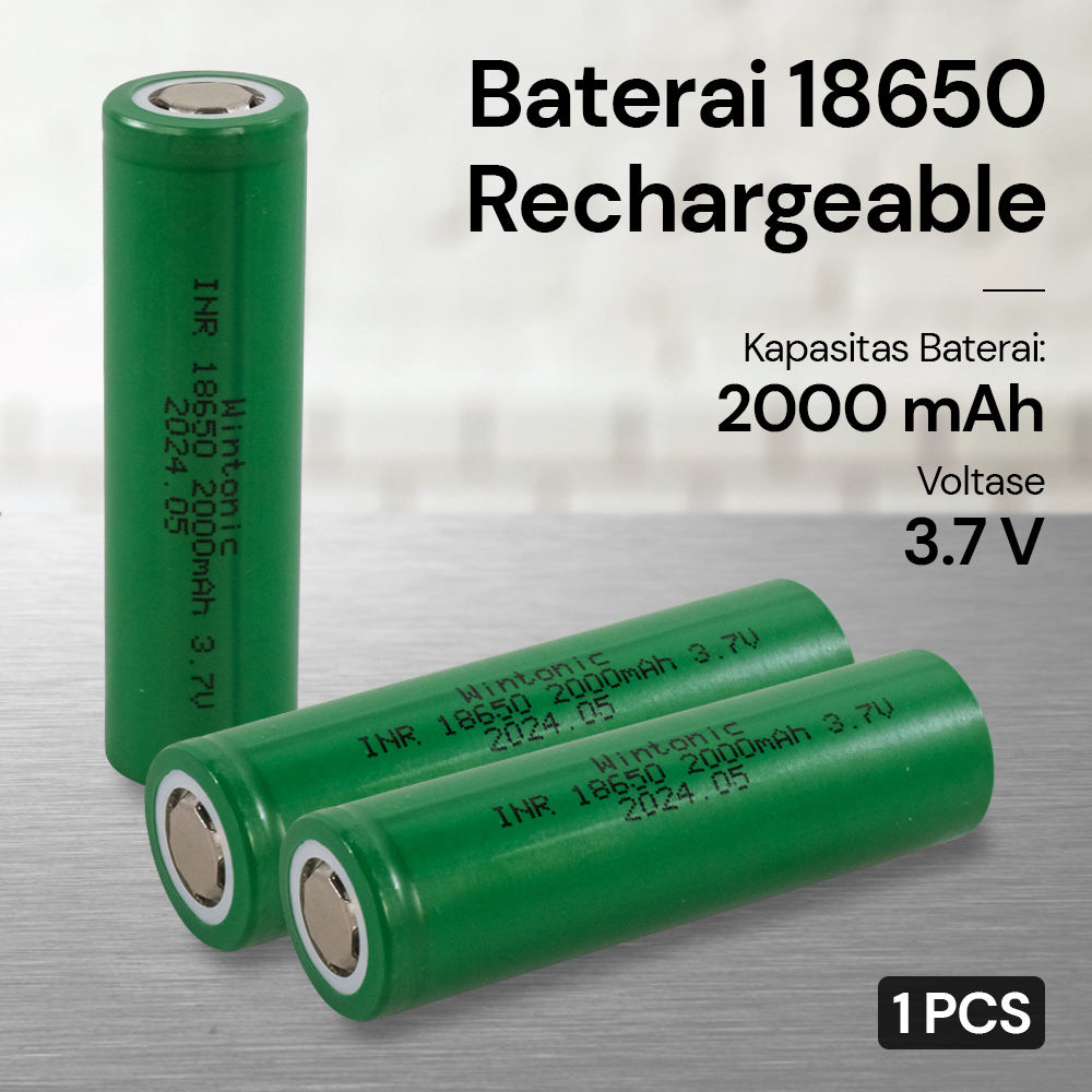 WINTONIC Baterai Rechargeable 18650 INR 3.7V 2000mAh