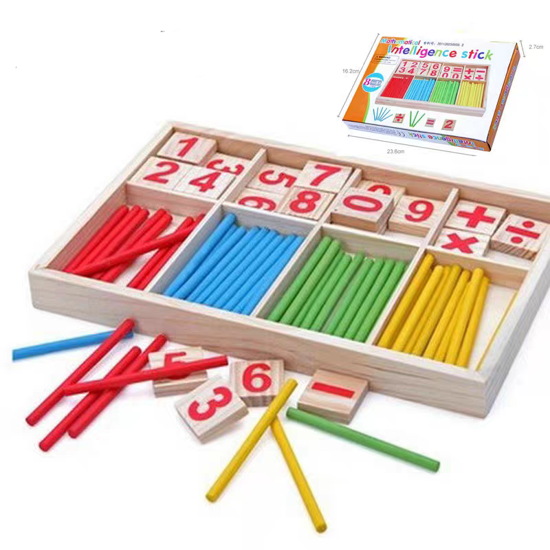 MAINAN STIK KAYU BERHITUNG MATERMATIKA EDUKASI WOODEN STIK