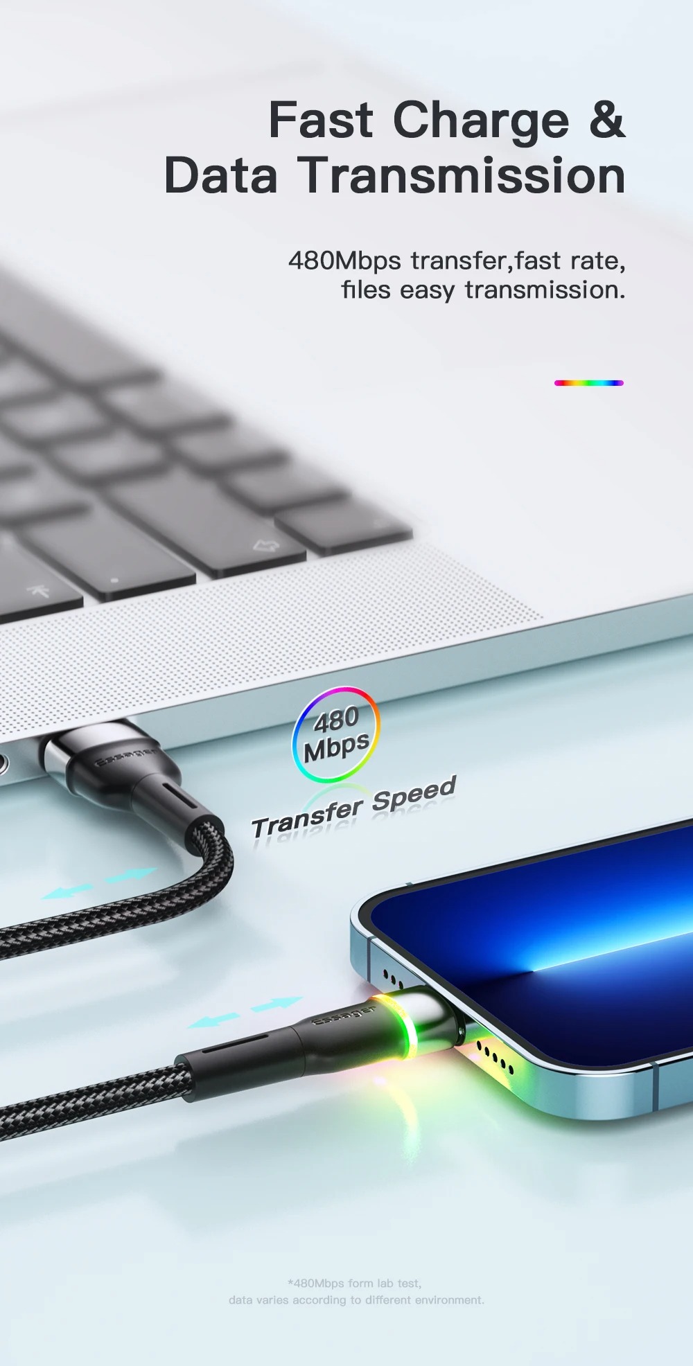 ESSAGER Kabel Data USB A to Type C Multifungsi Fast Charging 3A - ES-X17