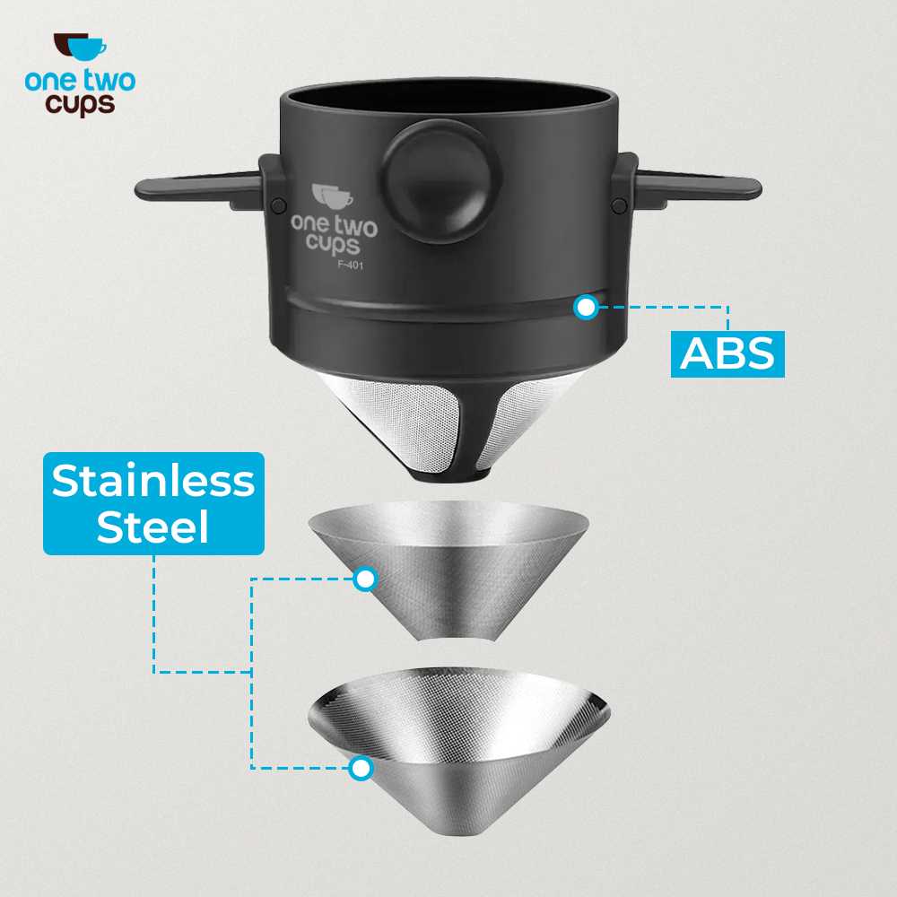 One Two Cups Filter Penyaring Kopi Portable Cone Coffee Dripper - F-401 - Gambar 3