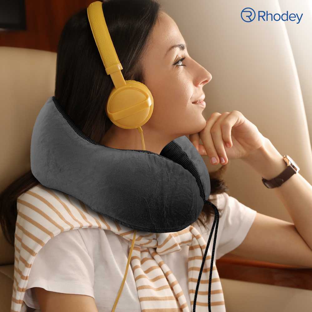 Rhodey Travel-O Bantal Leher Travel Memory Foam U-Shaped Neck Pillow - SR43 - Gambar 5