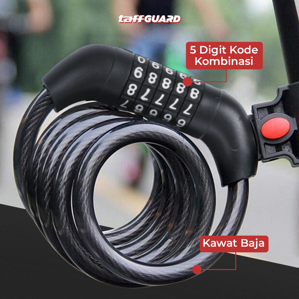 TaffGUARD Gembok Sepeda Kode Kombinasi Angka 5 Digit - SJ008