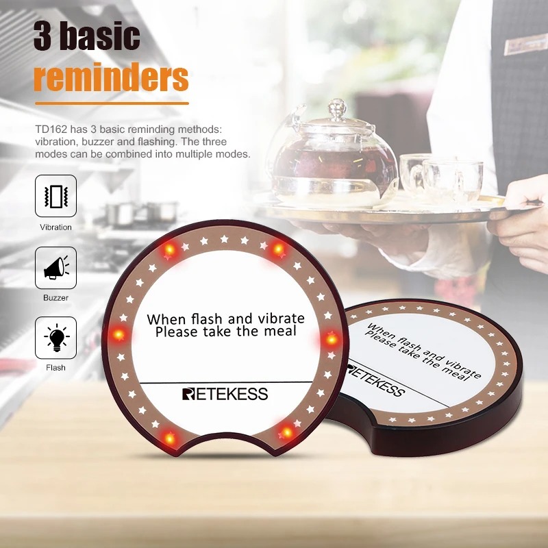 RETEKESS Wireless Calling System Restaurant Mesin Antrian 10 Pager - TD162