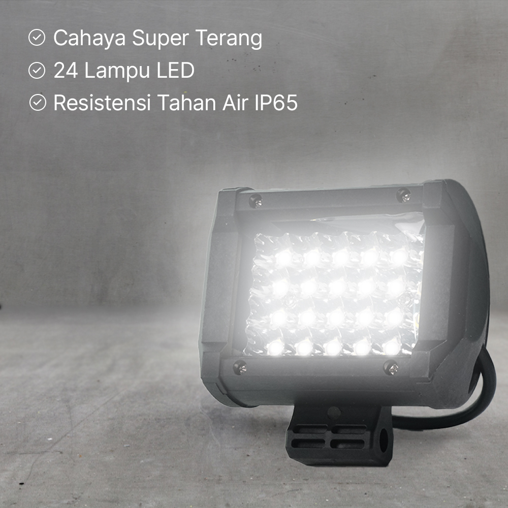 TaffLED Foglamp Lampu Mobil Truck IP65 24 LED Cool White 72W - JT072