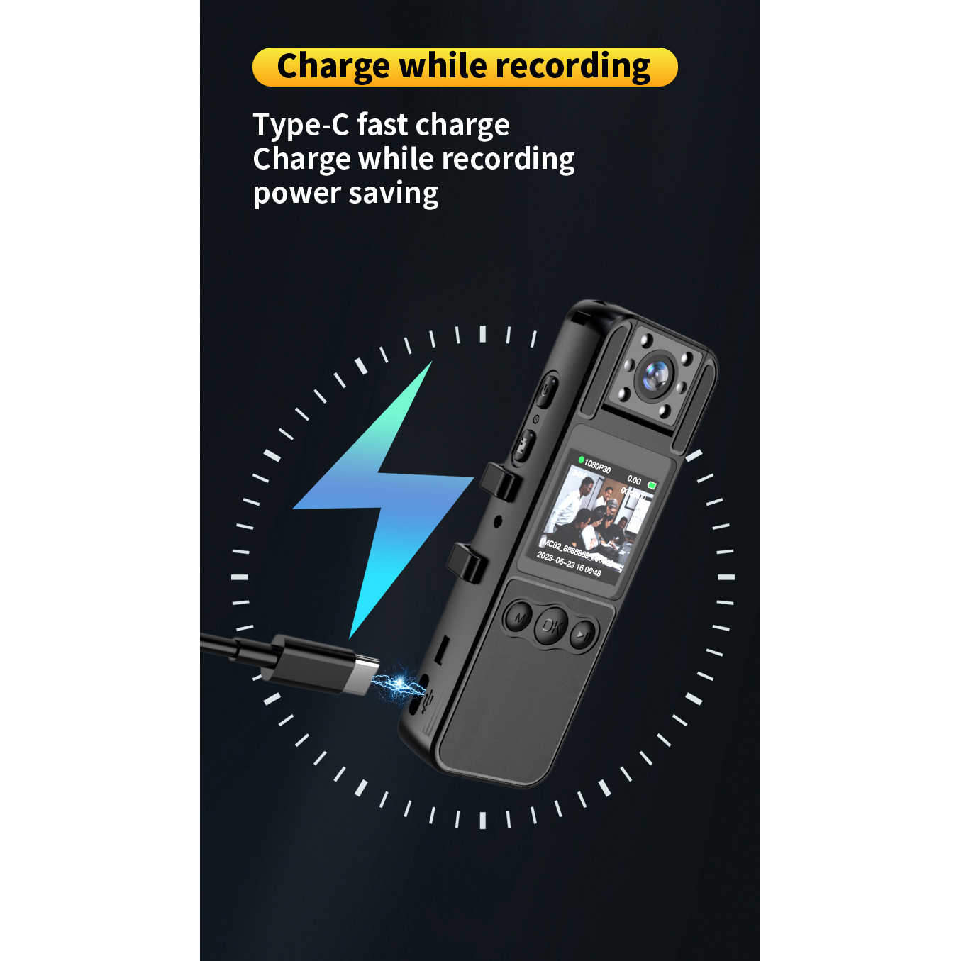 SPANN Body Cam Mini Camera Rotating Lens Night Vision Full HD 1080P - H82