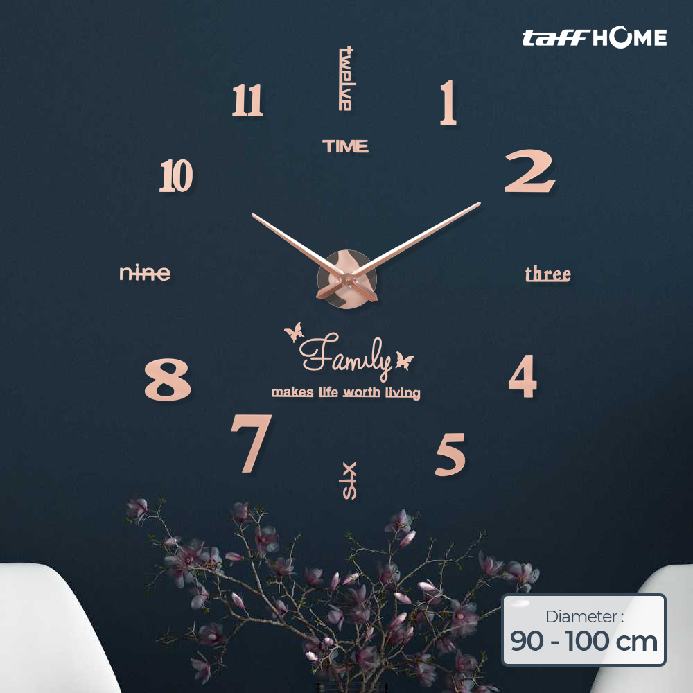 TaffHOME Jam Dinding Besar DIY Quartz Giant Wall Clock 100cm - JM-01
