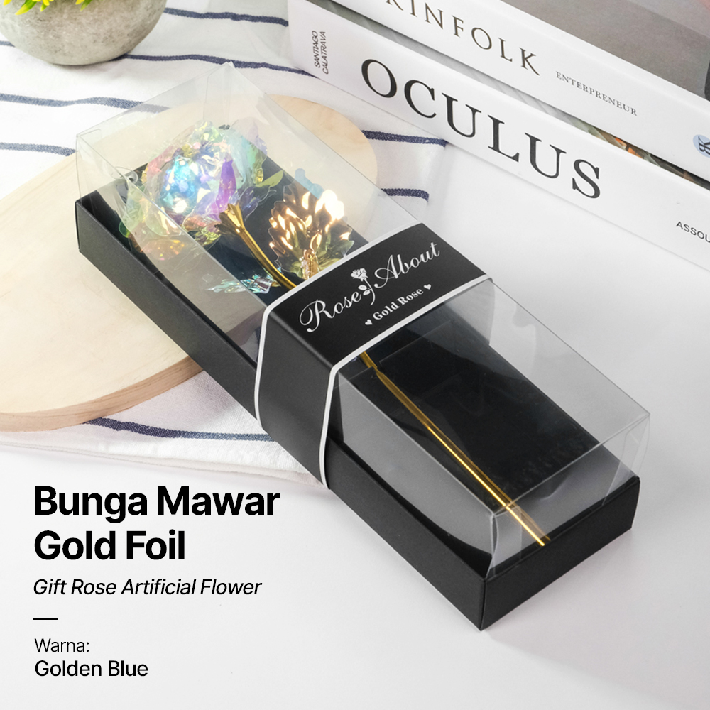 DVOWER Bunga Mawar Dekorasi Gold Foil Gift Rose Artificial Flower - V-001