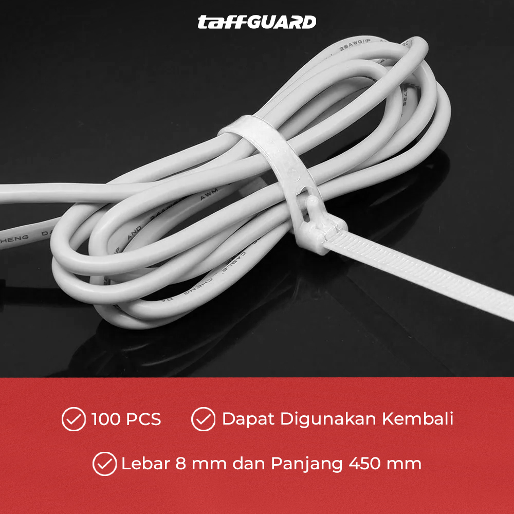 TaffGUARD Kabel Ties Cable Organizer Reusable 8x450mm 100 PCS - NL8