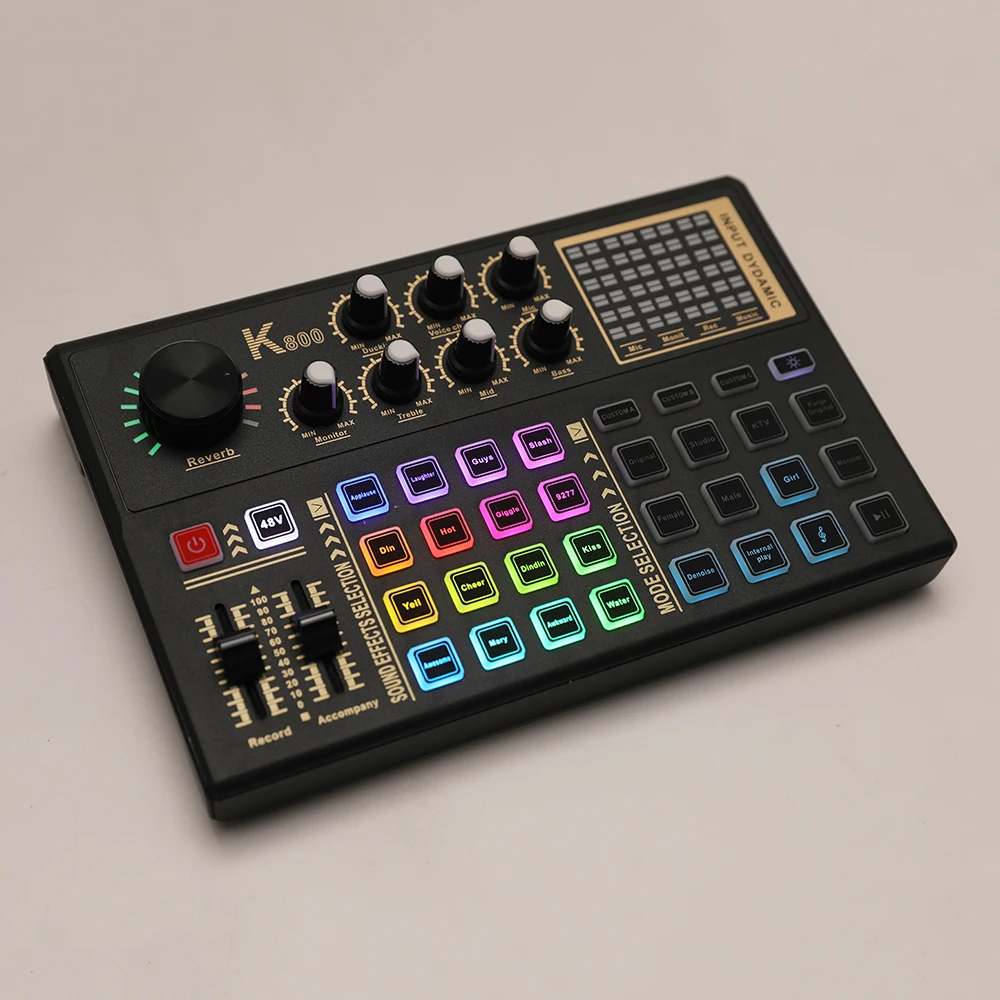 LEEDOAR Mixer Audio External Sound Card Live 16 Effect - K800