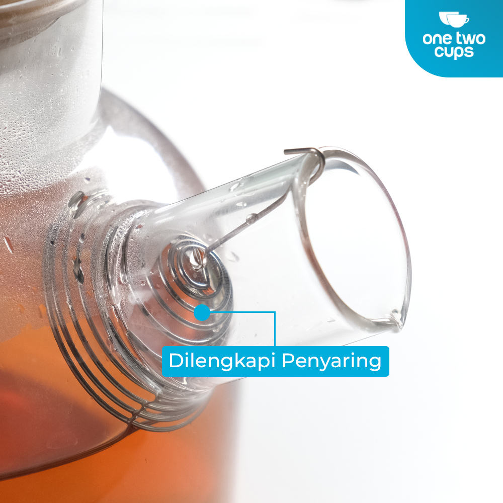 One Two Cups Teko Teh Kaca Tahan Panas Api Teapot Borosilicate 1.45L - BR-384