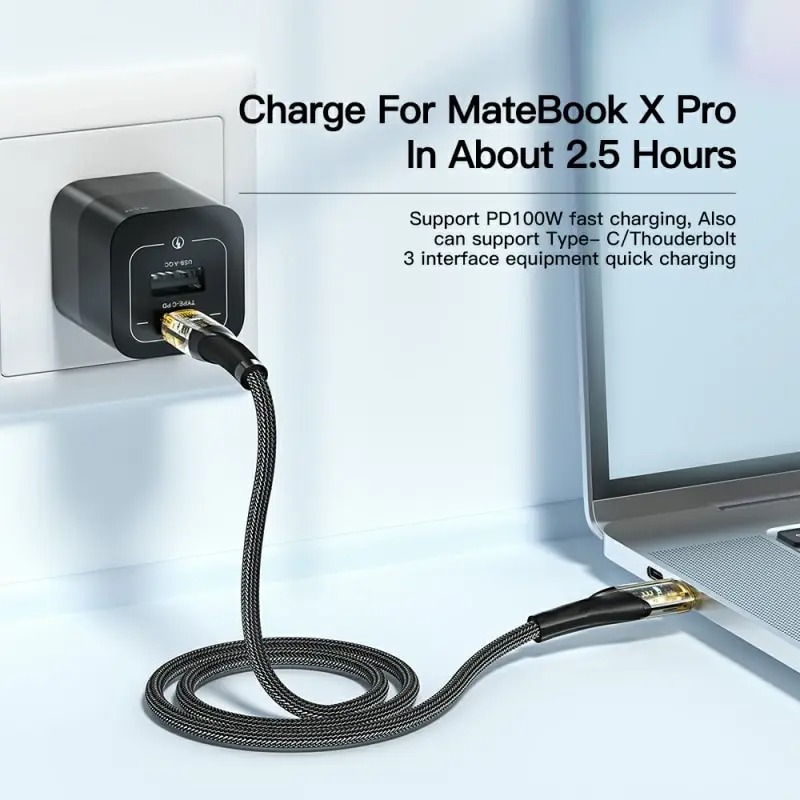 ESSAGER Kabel Data Type C to Type C PD Quick Charging LED 5A 100W - ES-X29
