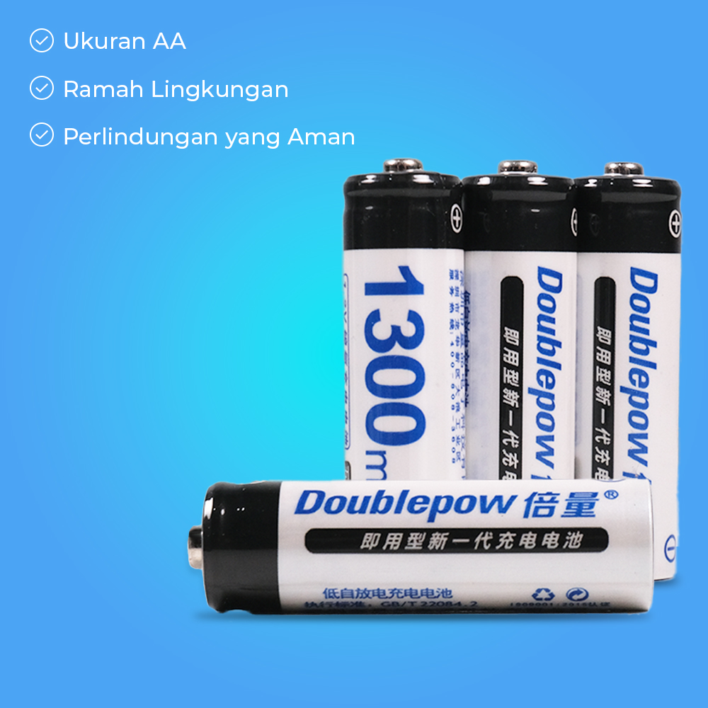 Doublepow Baterai Rechargeable AA Ni-MH 1.2V 1300mAh 4 PCS - DP-AA780