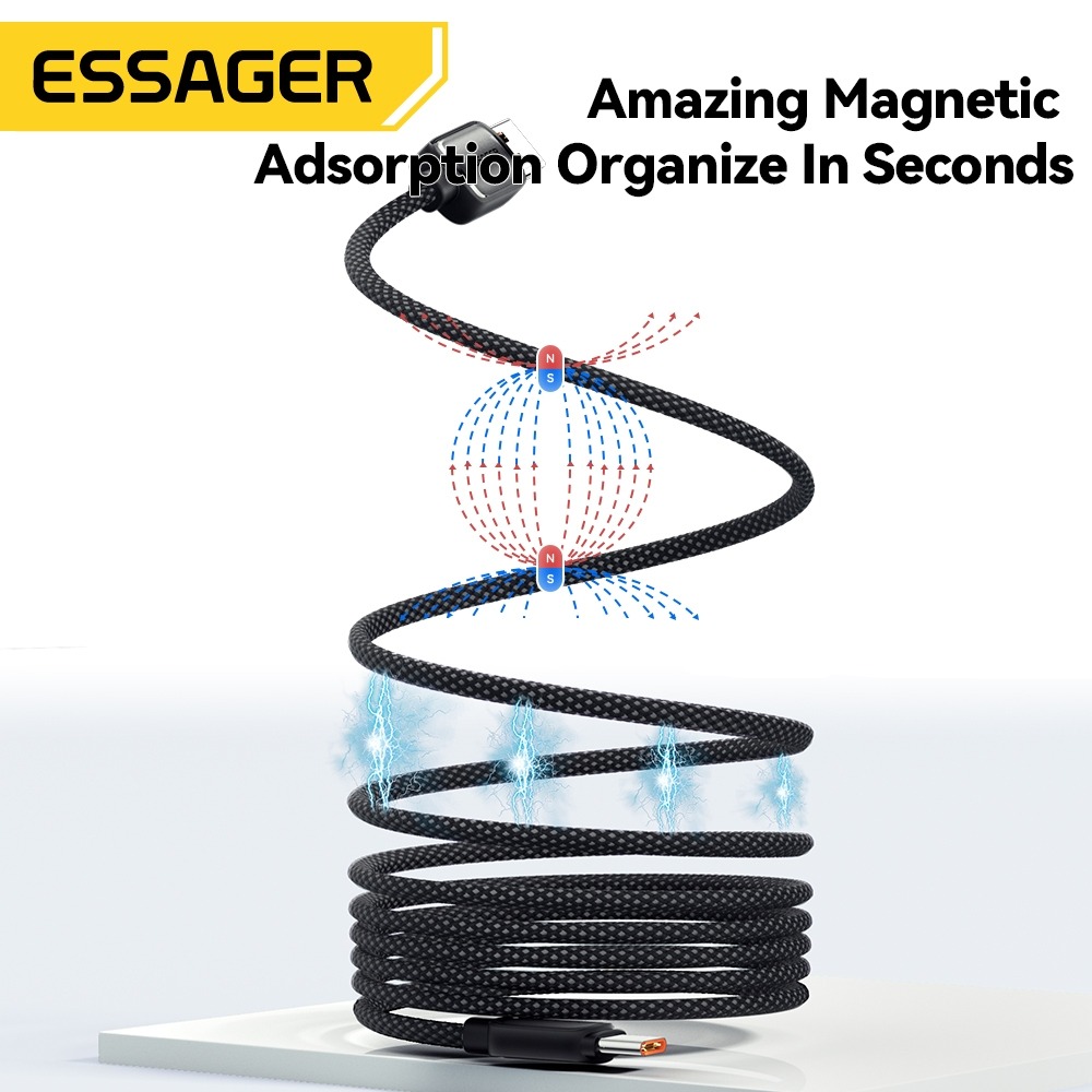 ESSAGER Kabel Data Type C to Type C PD Magnetic Braided 60W 1M - EXCTT2-TD01-P