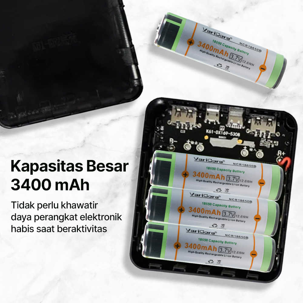 VariCore Baterai Rechargeable 18650 Li-Ion 3.7V 3400mAh 1 PCS