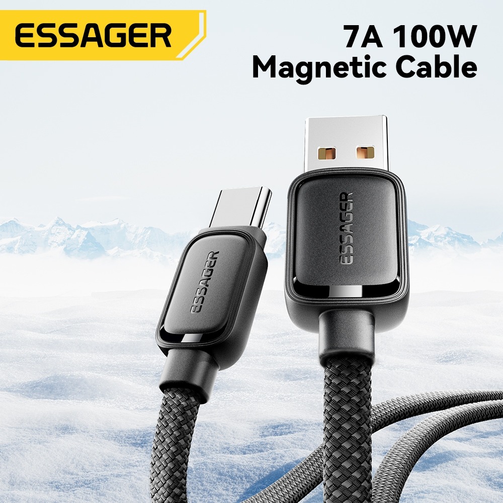 ESSAGER Kabel Data USB Type C Magnetic Braided 7A 100W 1M - EXCT-TD01-P