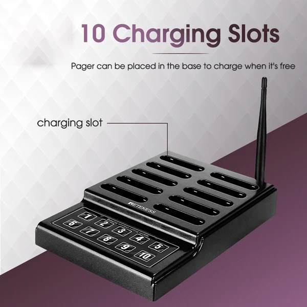 RETEKESS Wireless Calling System Restaurant Mesin Antrian 10 Pager - TD174