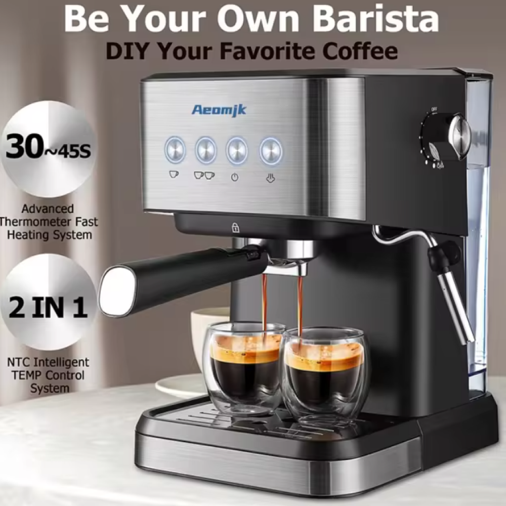 AEOMJK Mesin Kopi Espresso Coffee Maker Frothing 20 Bar 1050W 1.2L - CM3010