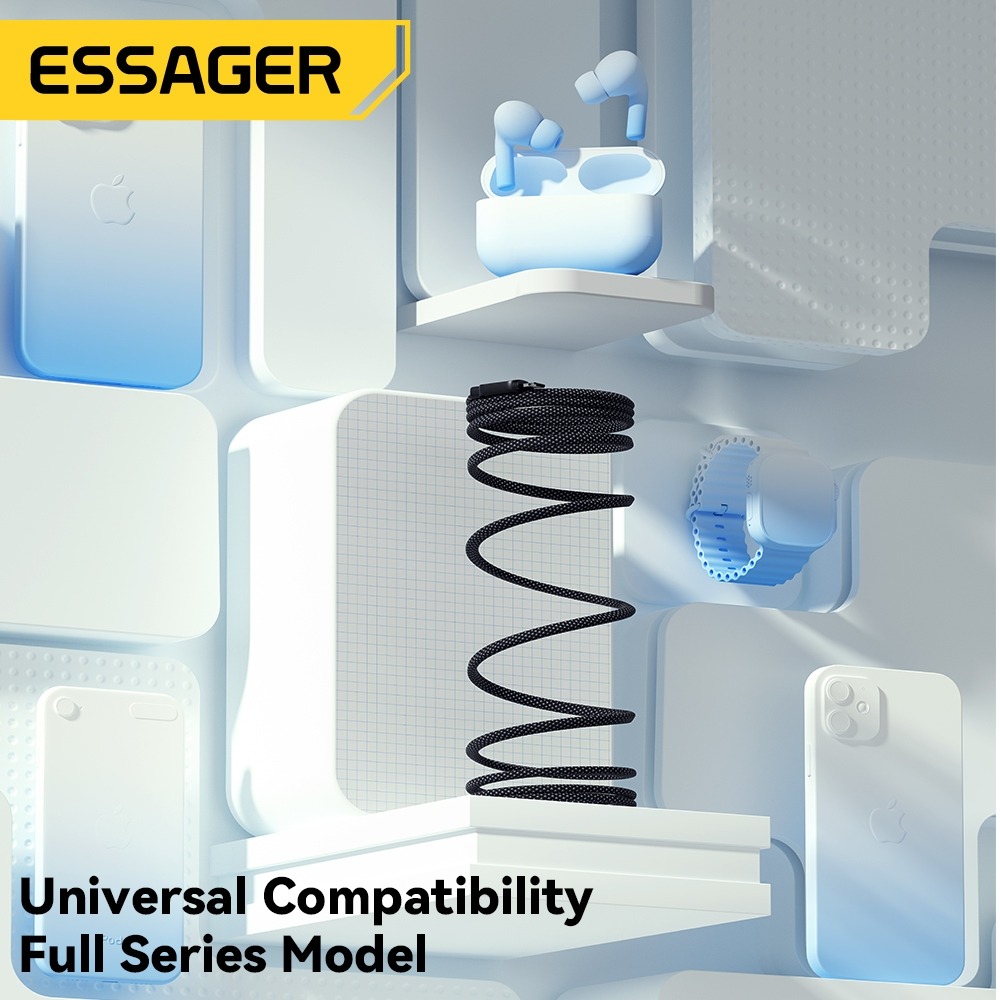ESSAGER Kabel Data USB Type C Magnetic Braided 7A 100W 1M - EXCT-TD01-P
