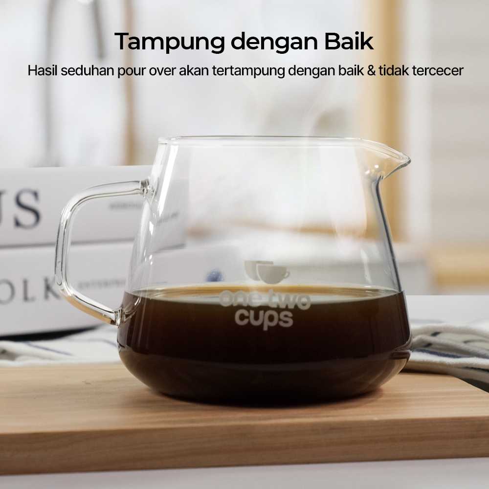 One Two Cups Teko Kopi Coffee Server V60 Drip Pour Borosilicate Glass - AI101 - Gambar 6