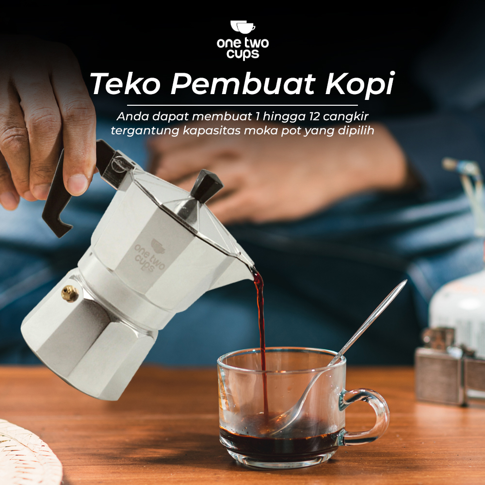 One Two Cups Moka Pot Espresso Coffee Maker Stovetop - JF112