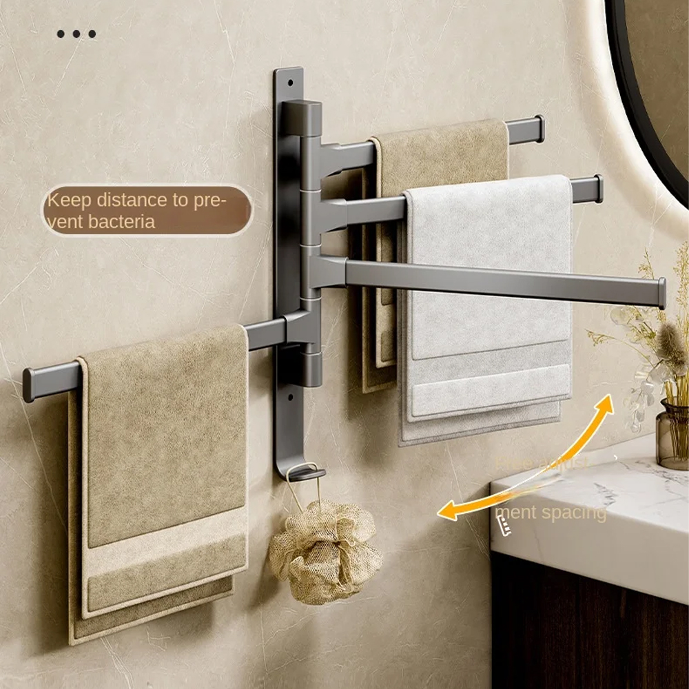 RUITHOE Gantungan Handuk Kamar Mandi Rotatable 5 Rod Swing Hanger - RT5