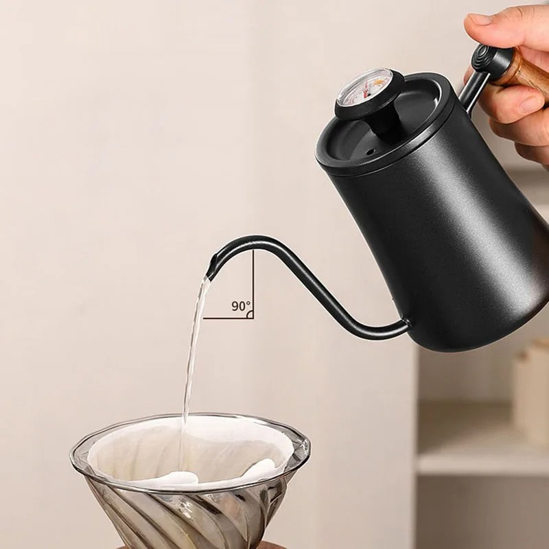 One Two Cups Teko Kopi Leher Angsa Gooseneck Kettle Thermometer 500ml - K51