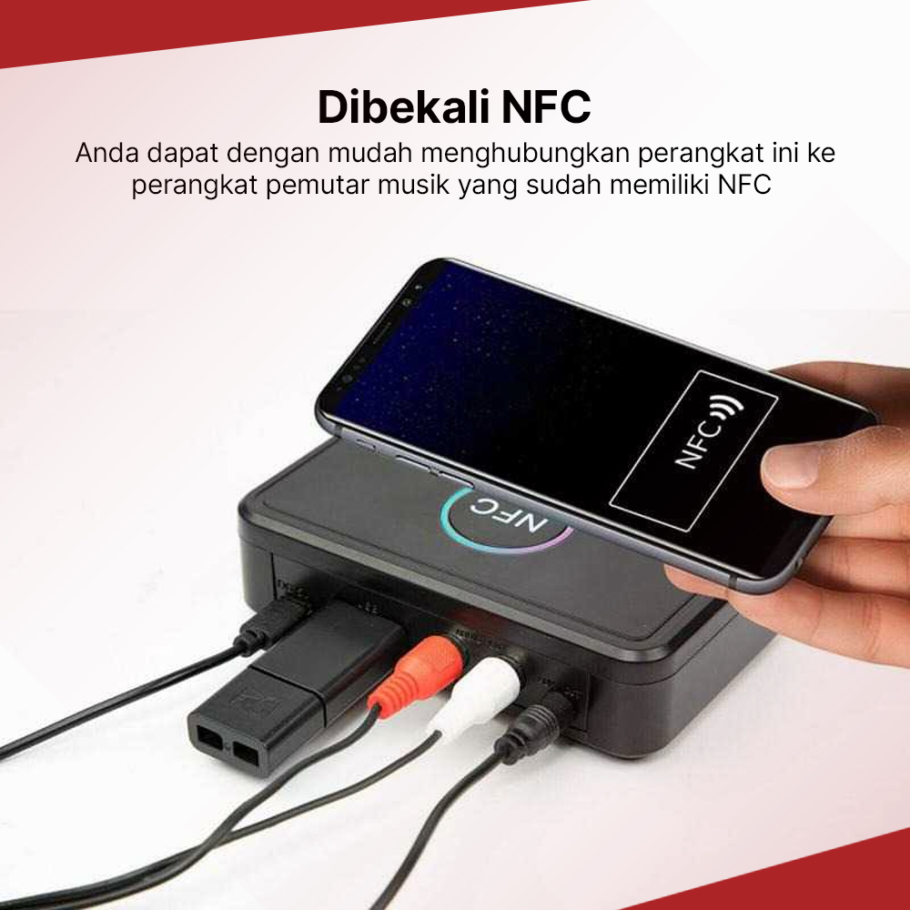 TaffSTUDIO Audio Bluetooth 5.0 Receiver Adapter NFC RCA AUX - D10