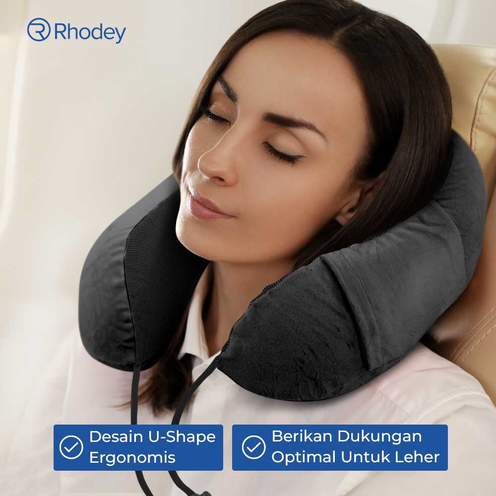 Rhodey Travel-O Bantal Leher Travel Memory Foam U-Shaped Neck Pillow - SR43 - Gambar 3