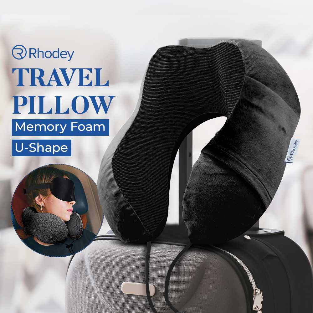 Rhodey Travel-O Bantal Leher Travel Memory Foam U-Shaped Neck Pillow - SR43